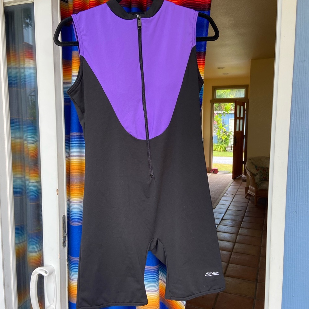 VINTAGE 1990s H20 Wear USA MADE Large Purple Black Bike Racing Swim Suit